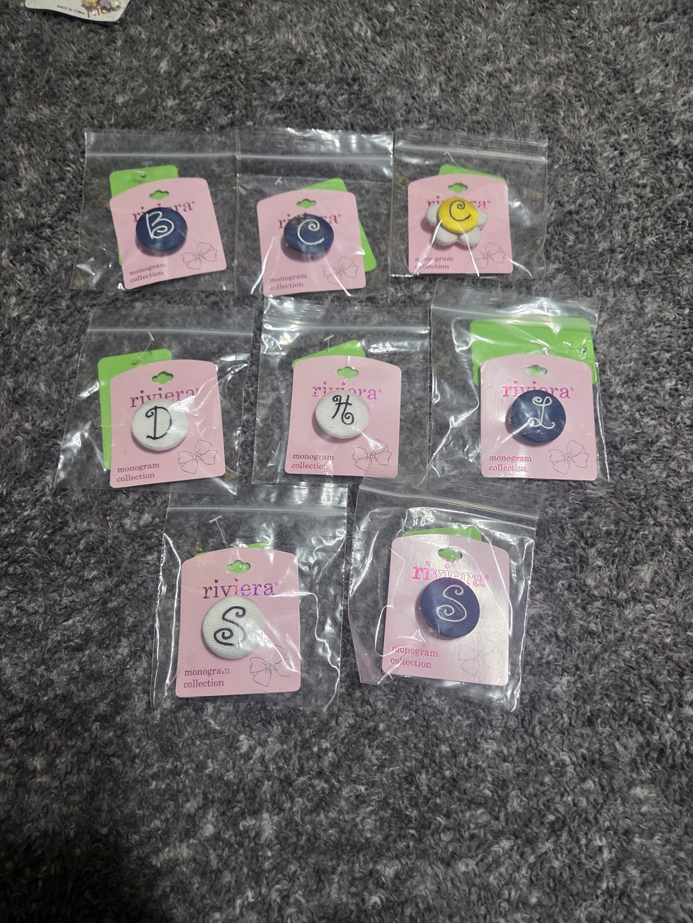 Riviera Monogram Button Pins Lot Of 8